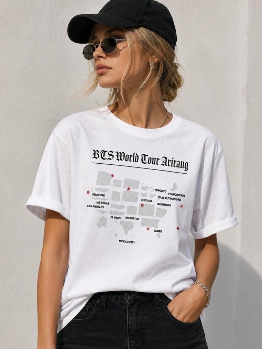 BTS World Tour Arirang Shirt, North America Tour Map Tee, Concert Outfit